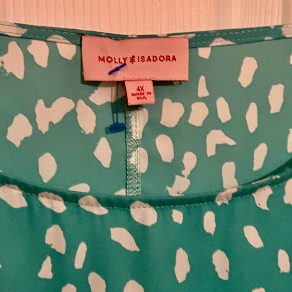 Plus Sz Molly Isadora Womens Tie Front Blouse Size 4X Green with White Top - Picture 3 of 3